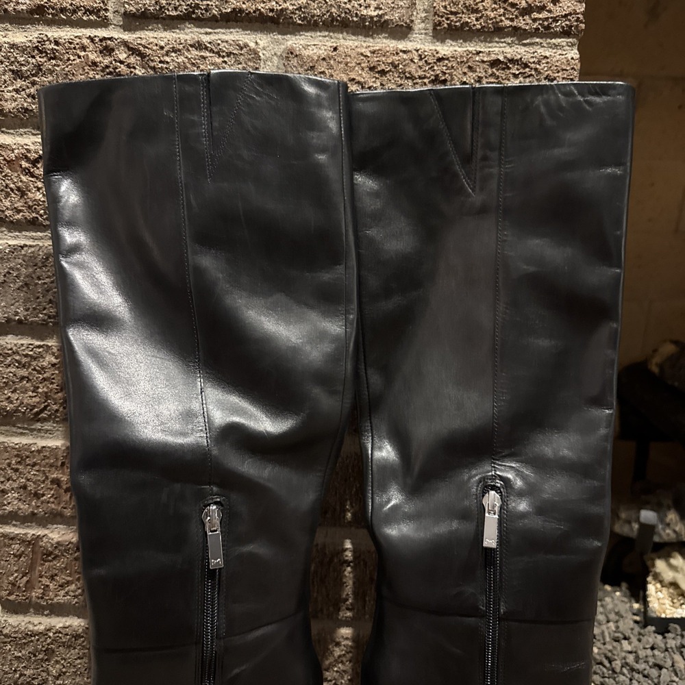 Marc Fisher Lannie Black Block High Heeled Riding Boots Sz 7M #634 - Picture 16 of 16